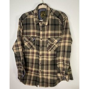 Anchorage Expedition Brand  Mens 2XL Flannel Button Up‎ Shirt Green Plaid Button